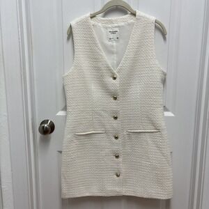 Abercrombie & Fitch The Mara Tweed Vest Mini Dress Ivory Size Med Petite
